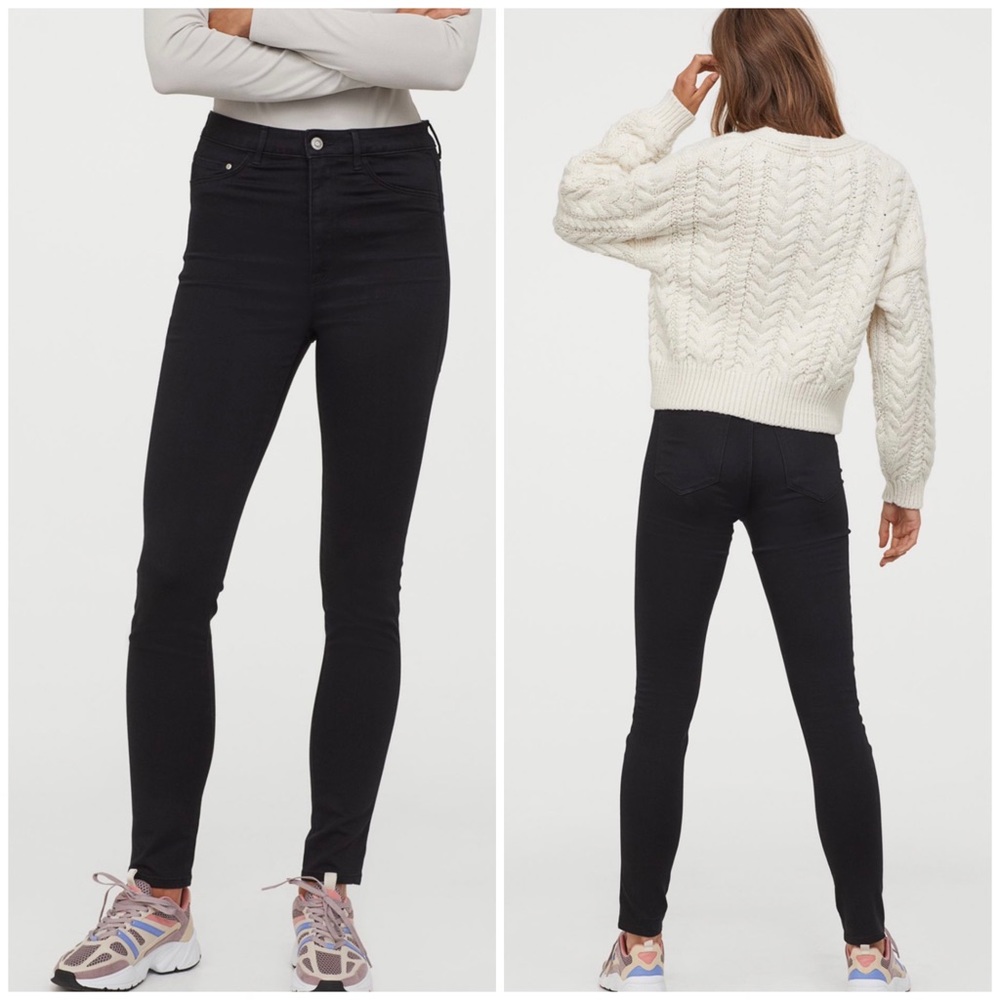 H&M | Black Super Skinny High Waist Jeggings 31/32 - Picture 2 of 6